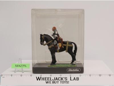 Mounted Knight Black Horse Vintage Toy Soldier Elastolin by Preiser 4.5 NIB 7322