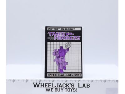 Misfire Action Figure Instruction Manual Booklet 1987 Hasbro G1 Transformers