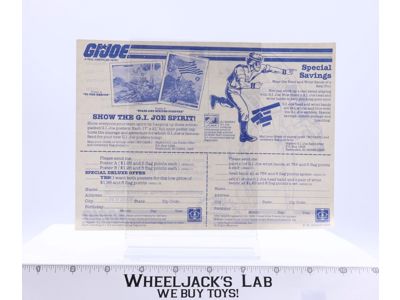Special Savings Mail Order Form GI Joe 1983 Hasbro Vintage Insert