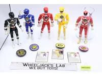 Lot of 5 Rangers + Accessories Mighty Morphin Power Rangers 1994 Bandai 8"