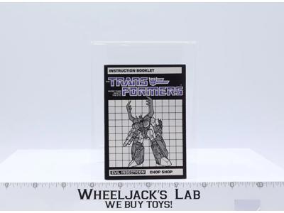 Chop Shop Instructions Manual Booklet 1985 Hasbro G1 Transformers Vintage Figure