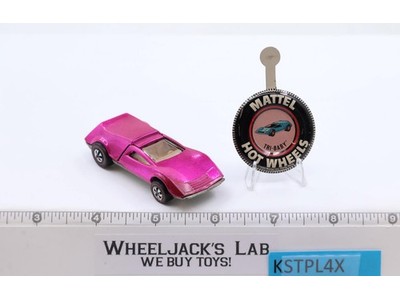 Tri-Baby HOT PINK 1969 1970 Redline Hot Wheels Mattel Vintage Redline W/ BUTTON