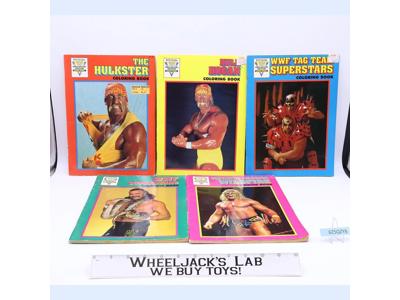 Lot of 5 Coloring Books WWF Wrestling 1990 Checkerboard Press Vintage