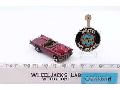 Classic 57 T-Bird ROSE W/ Button 1968 1969 Redline Hot Wheels Mattel Vintage RL