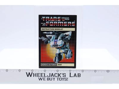 Jazz Action Figure Instruction Manual Booklet 1985 Hasbro G1 Transformers