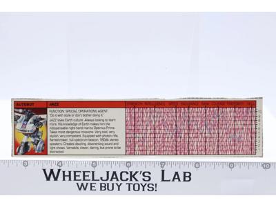 Jazz Action Figure Tech Spec 1985 Vintage Hasbro G1 Transformers