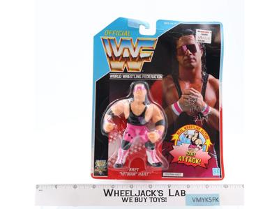 Bret Hitman Hart W/ Hart Attack WWF Wrestling Hasbro 1992 Vintage MOSC