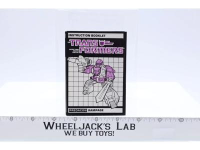 Rampage Action Figure Instruction Manual Booklet 1986 Hasbro G1 Transformers