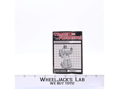 Camshaft Instruction Manual Booklet 1984 Hasbro G1 Transformers Action Figure