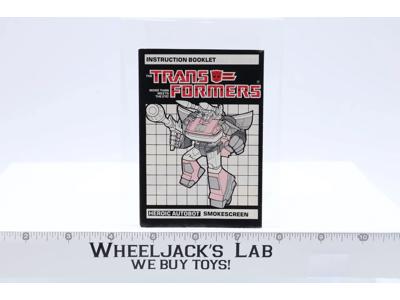 Smokescreen Instructions Manual Booklet 1985 Hasbro G1 Transformers