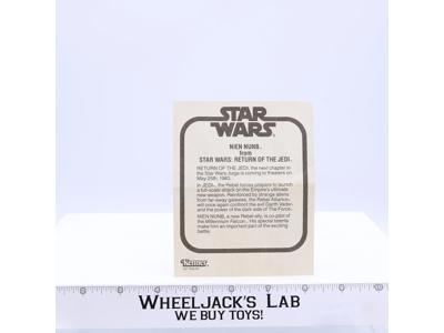 Nien Nunb Mail Away Paper Insert ORIGINAL Star Wars ROTJ 1982 Kenner