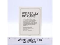 Star Wars We Really Do Care! Paper Insert 1979 Kenner Products