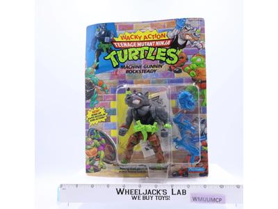 Machine Gunnin' Rocksteady Wacky Action TMNT Turtles 1989 Playmates NEW MOSC