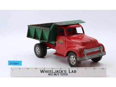 Green & Red Dump Truck Pressed Steel 1950s Tonka Vintage Construction Truck