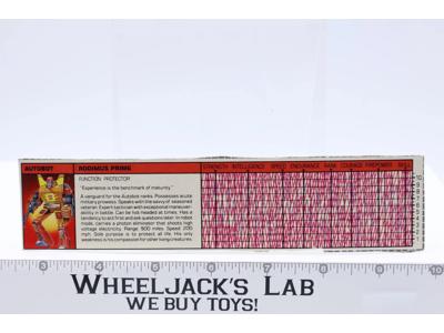 Rodimus Prime Action Figure Tech Spec 1986 Vintage Hasbro G1 Transformers