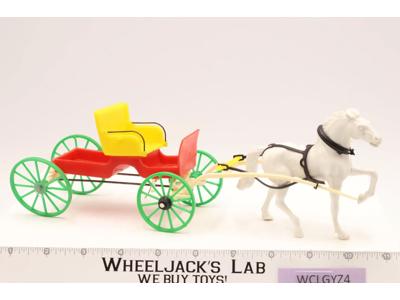 Plastic Buckboard Wagon w/ 3.75" Tall Horse Western Cowboy Unbranded Toy