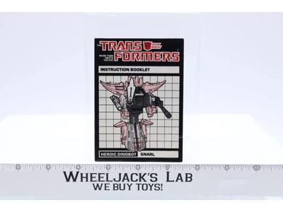 Snarl Action Figure Instruction Manual Booklet 1985 Hasbro G1 Transformers