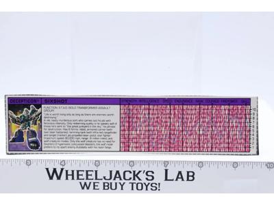 Sixshot Action Figure Tech Spec 1987 Vintage Hasbro G1 Transformers