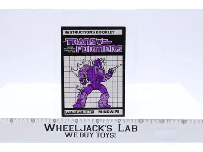 Mindwipe Instruction Manual Booklet Action Figure 1986 Hasbro G1 Transformers