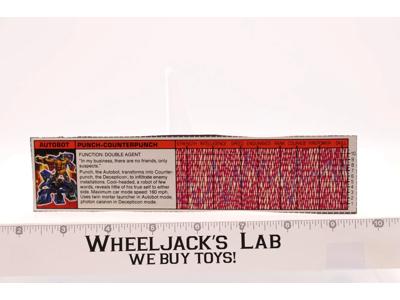 Punch-Counterpunch Action Figure Tech Spec 1987 Hasbro G1 Transformers