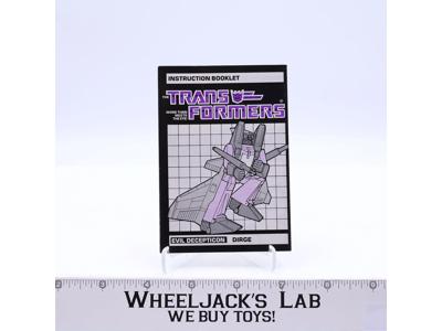 Dirge Action Figure Instruction Manual Booklet 1985 Hasbro G1 Transformers