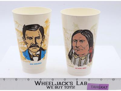 Doc Holiday + Kicking Bird Wild West 1973 7-11 Vintage Plastic Slurpee Cup