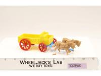 Plastic Buckboard Wagon w/ Horses Western Cowboy Ideal Toy 70mm Scale