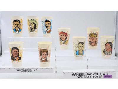 Set of 9 Wild West 1973 7-11 Plastic Slurpee Cups Buffalo Bill Doc Holiday