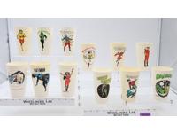 Set of 12 DC Comics Super Heroes 1975 7-11 Vintage Plastic Slurpee Cup