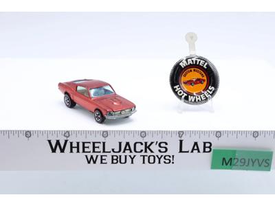 Custom Mustang Red 1968 Redline Hot Wheels Mattel Vintage RL w/ Button