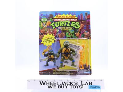 Sword Slicin' Leonardo Wacky Action TMNT 1990 Playmates Figure MOSC UNPUNCHED