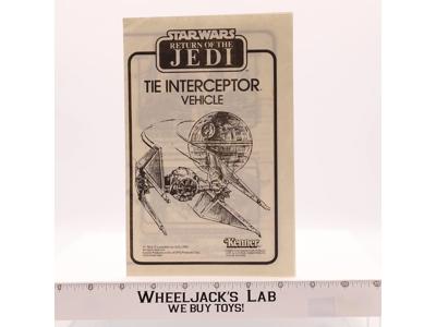 Tie Interceptor Instructions Star Wars ROTJ 1983 Kenner Vintage
