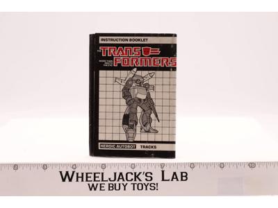 Tracks Action Figure Instructions Manual Booklet 1985 Hasbro G1 Transformers