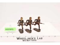 WWII German Soldiers (3) 3" Elastolin Vintage Running w/ Weapons Matching Toy