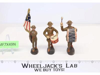 (3) Marching Band Soldiers Military Toy Soldiers 2.75" Drummers Flag
