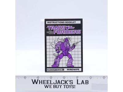 Mindwipe Instruction Manual Booklet Action Figure 1986 Hasbro G1 Transformers
