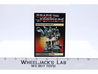 Hound Instruction Manual Booklet Action Figure 1984 Hasbro G1 Transformers