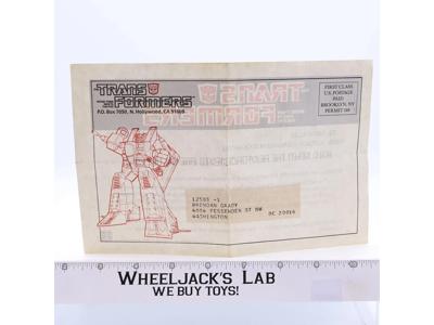 Transformers More Than Meets The Eye Delay Letter G1 1985 Hasbro Vintage