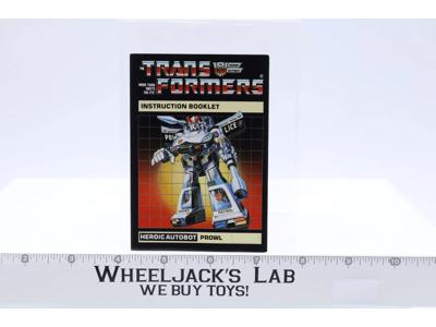 Prowl Action Figure Instruction Manual Booklet 1984 G1 Transformers
