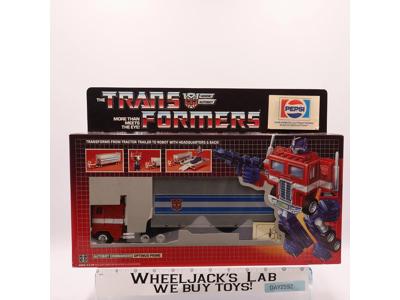Pepsi Optimus Prime W/BOX & INSERT Complete G1 Transformers NEW UNUSED STICKERS