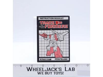 Pointblank Action Figure Vintage Instruction Manual 1986 Hasbro G1 Transformers