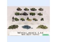 Lot of 13 Military Vehicles/Tanks/Trucks + Mini Toy Soldiers Matchbox/Zylmex