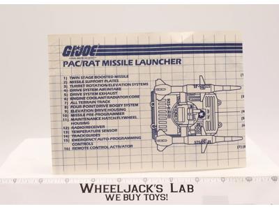 PAC/RAT Missile Launcher 1983 ORIGINAL Instructions Blueprints G.I. Joe Vehicle