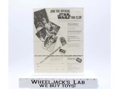 Official Star Wars Fan Club Membershjp Application Form 1980s Vintage