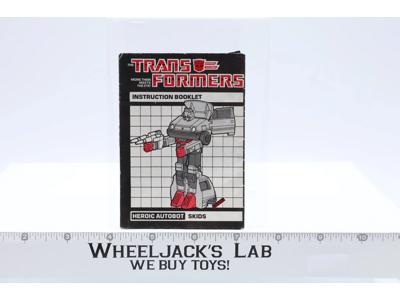 Skids Instructions Manual Booklet 1985 Hasbro G1 Transformers Vintage Figure