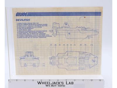 Devilfish 1986 ORIGINAL Instructions Blueprints G.I. Joe Hasbro Action Figure
