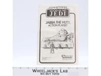 Jabba the Hutt Action Playset Instructions Manual Kenner 1983 Star Wars Vintage