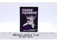 Starscream Pretender Action Figure Instruction Manual 1988 G1 Transformers