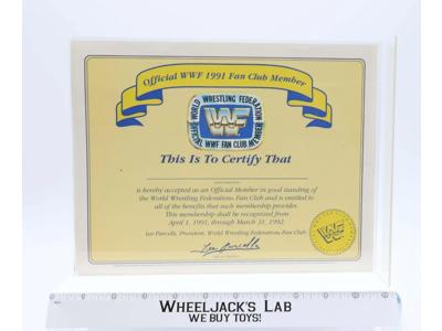 WWF Official Fan Club Member Certificate Promo Poster 1991 1992 Membership