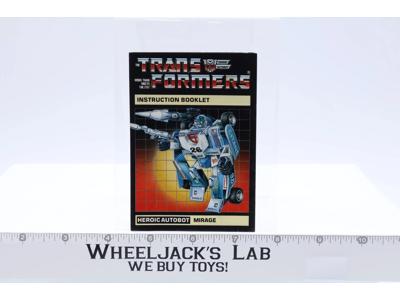 Mirage Instruction Manual Booklet 1985 Hasbro G1 Transformers Vintage